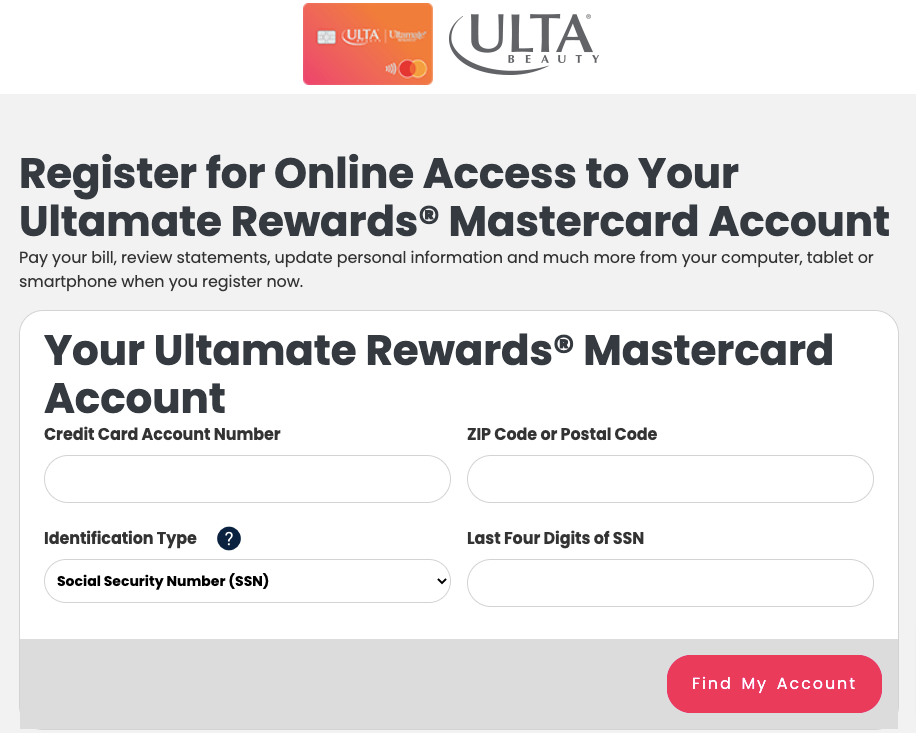 ulta credit card online registration process