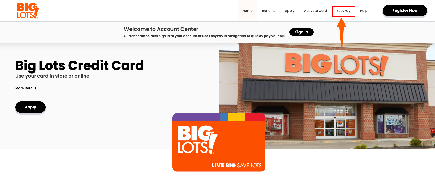 Big Lots Credit Card EasyPay