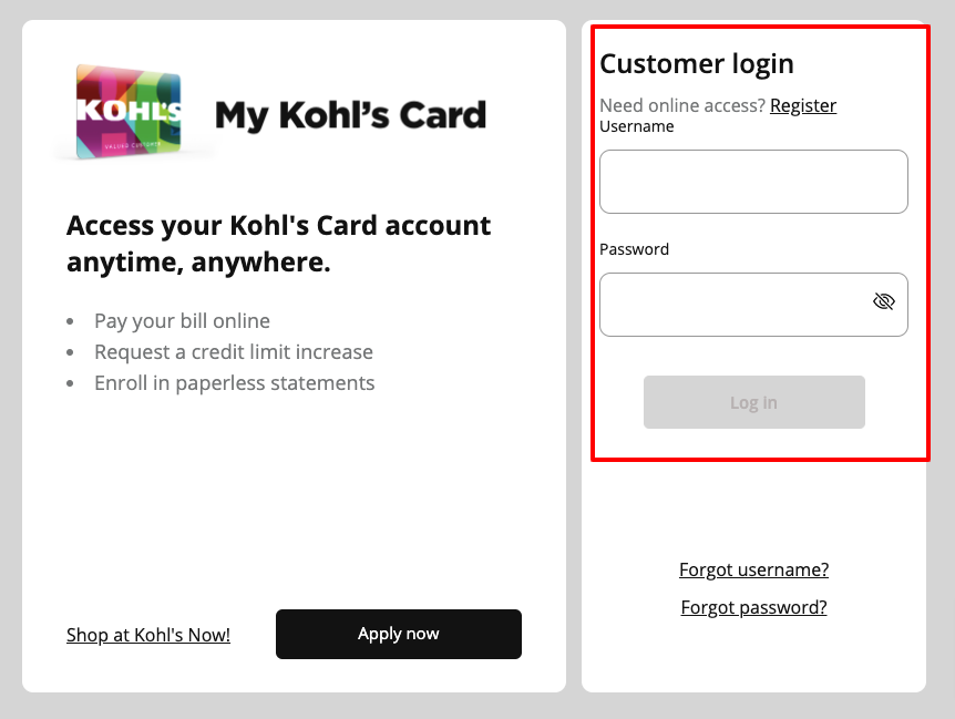 Kohl s Credit Card Login At Www MykohlsCharge