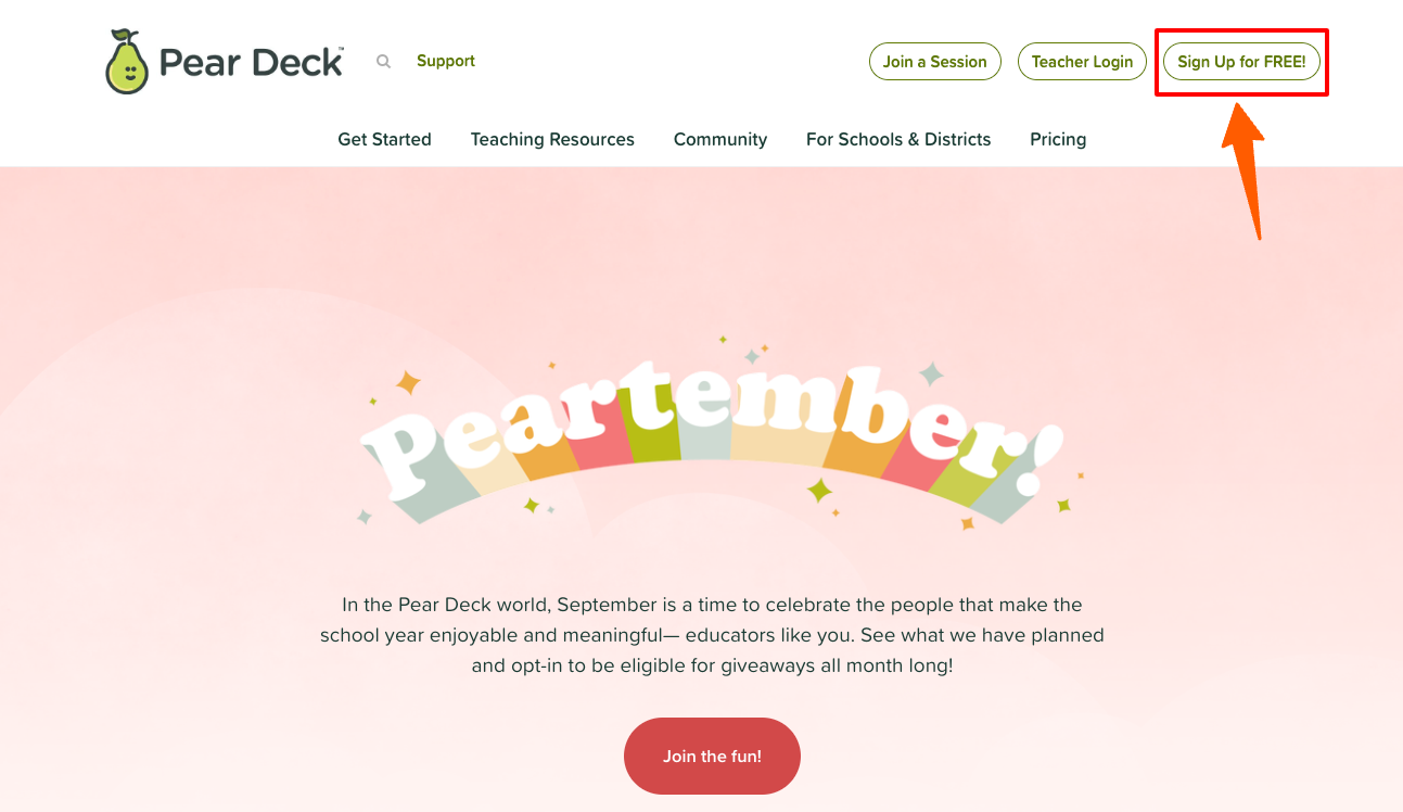 Pear Deck Sign Up