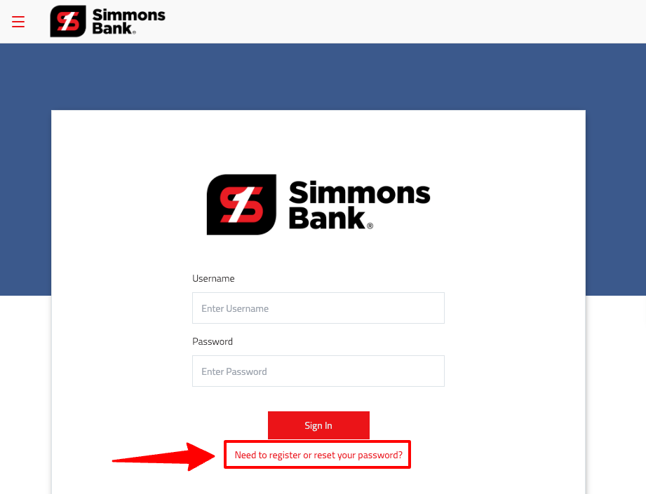 Simmons Bank Credit card register