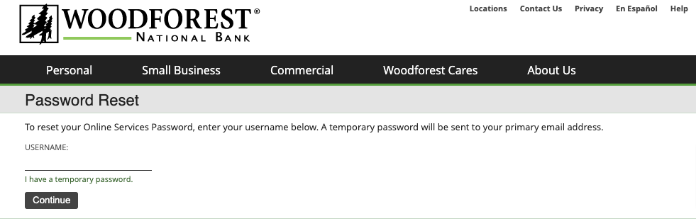 Woodforest-Login password