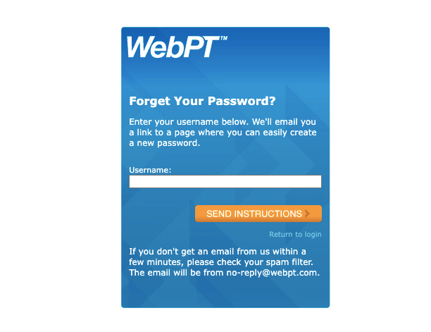 reset WebPT Login details