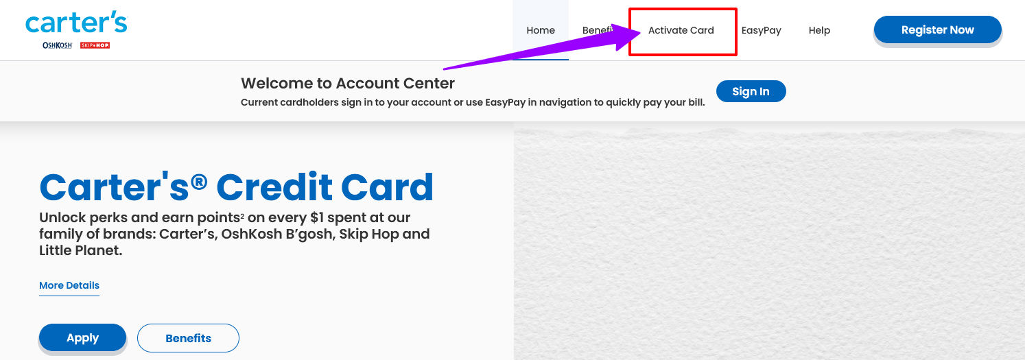 How to Activate Carter’s Credit Card