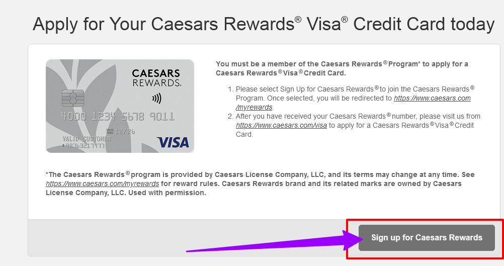 How to Activate Your Caesars Rewards Visa Credit Card online