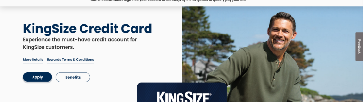 How to Register for KingSize Credit Card Account