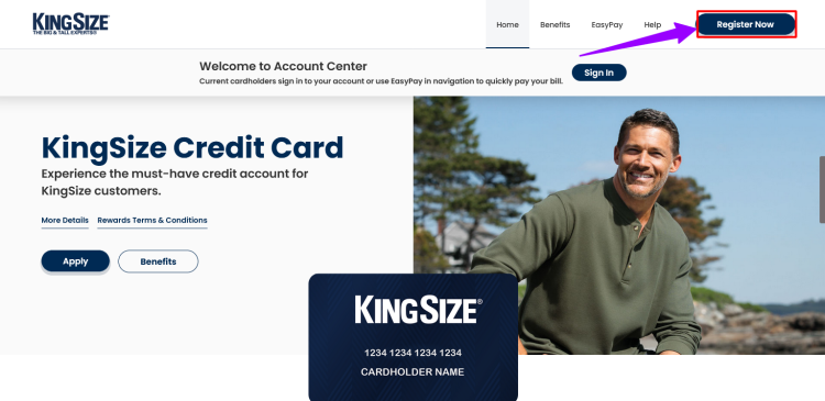 How to Register for KingSize Credit Card Account