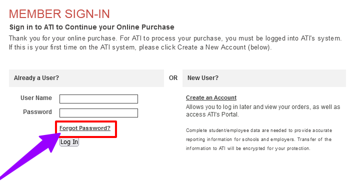 How to Reset ATI Member Login Details username