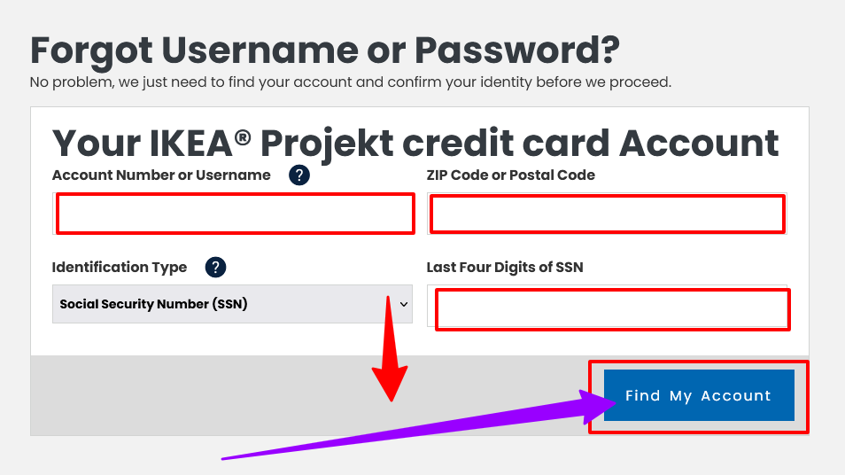 How to Reset IKEA Credit Card Login Initials online