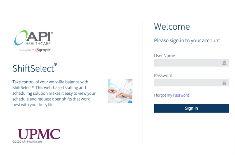 Access the Shift Select UPMC Login at UPMC.apihc.com