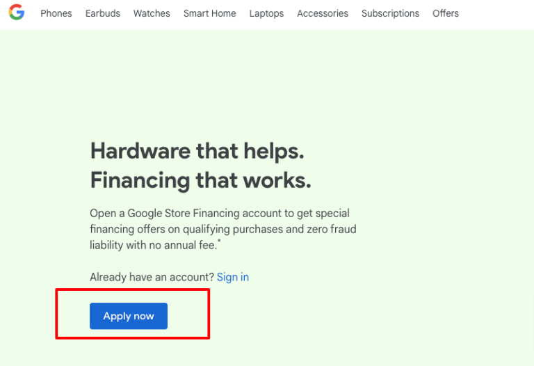 Login at Google Store Financing Account at google.syf.com