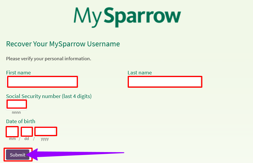 How to recover MySparrow forget username