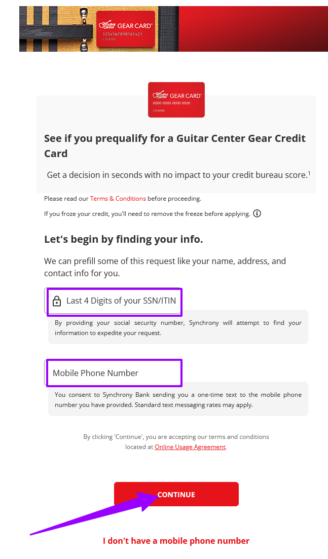 How to get Pre-Qualify with Guitar Center Credit Card