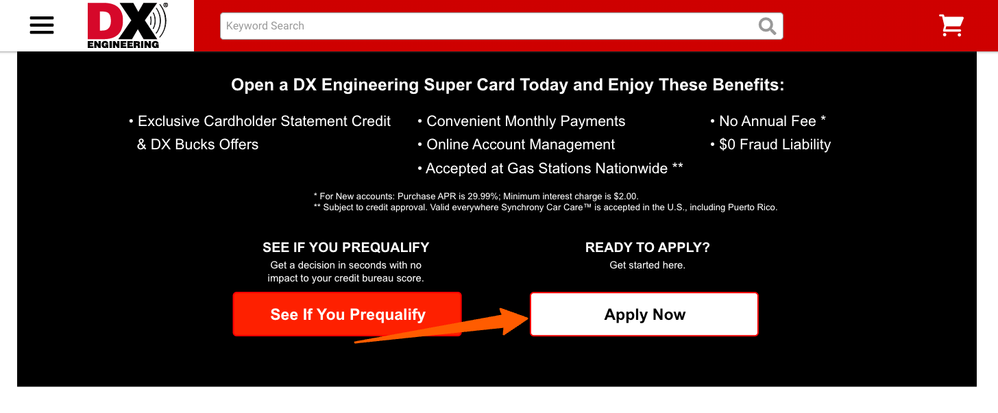 Apply for DX Engineering Super Card