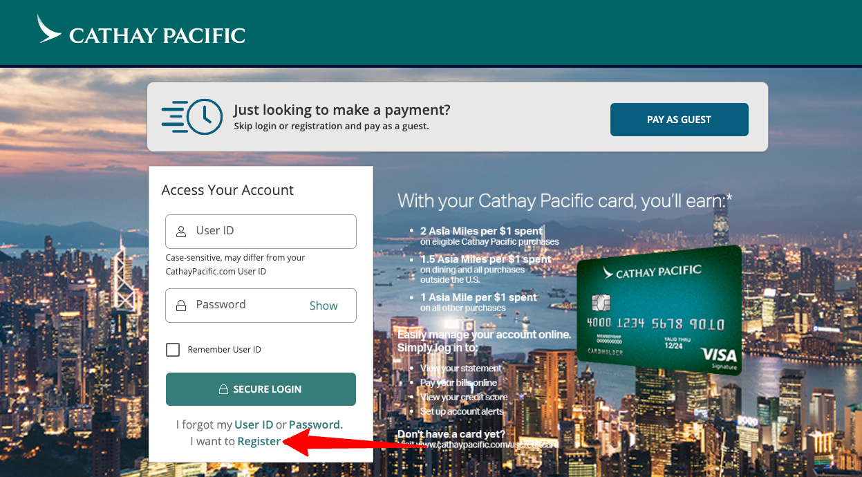 Register for Cathay Pacific Credit Card